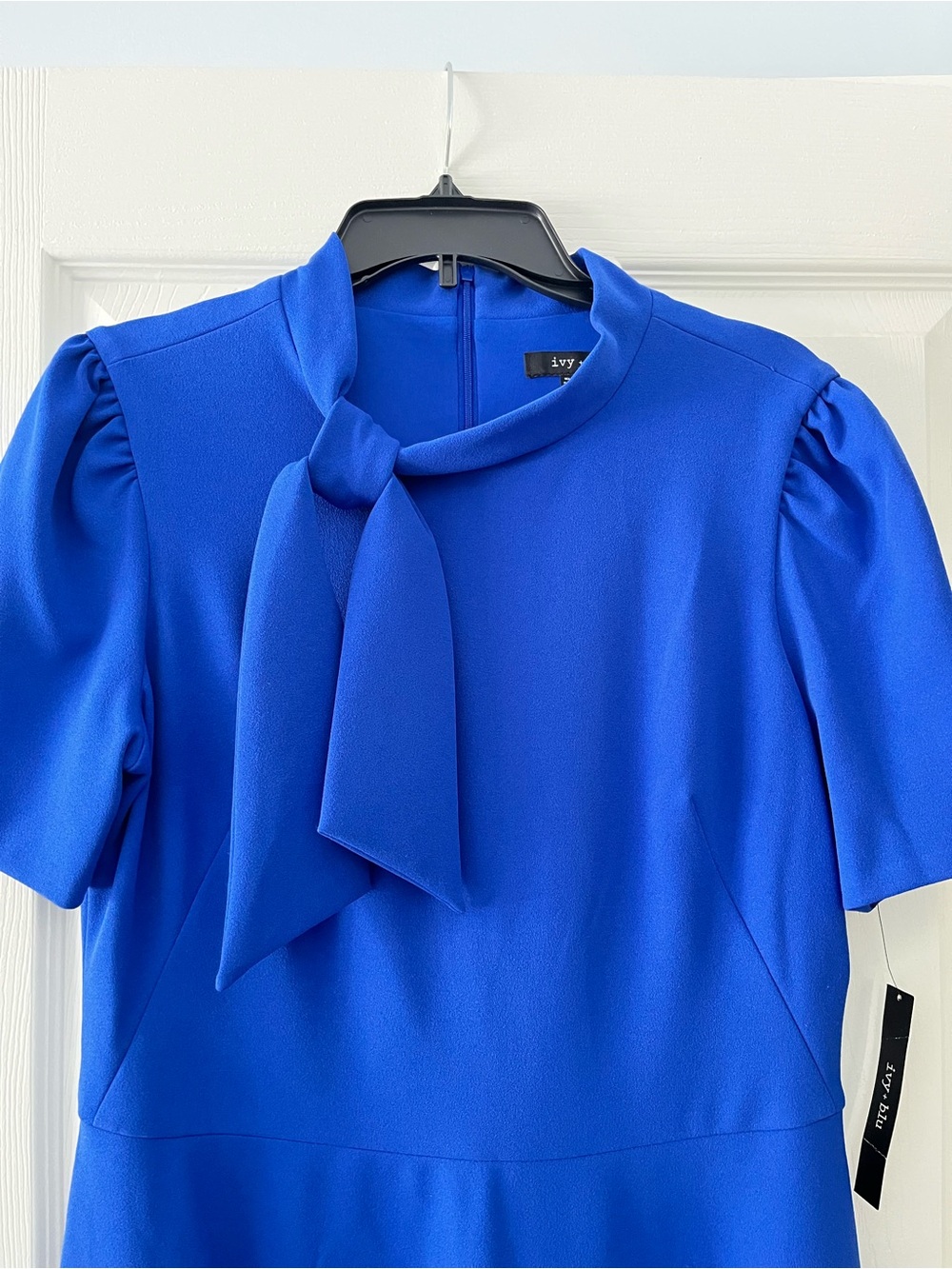 Royal Blue Tie-Neck Midi Dress
